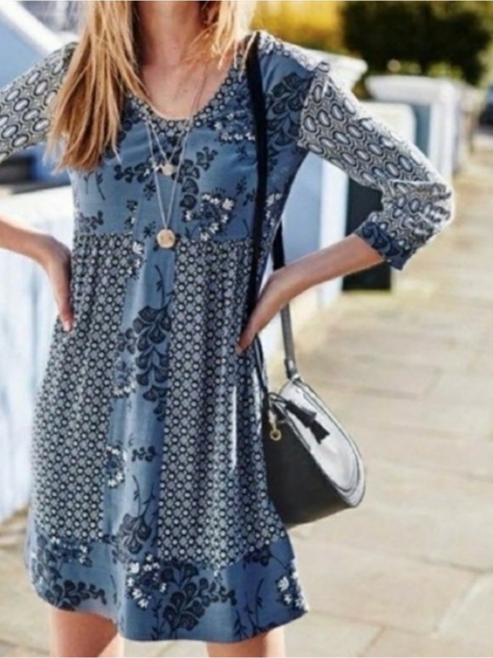 Boden Molly blue viscose shift mini dress size 4